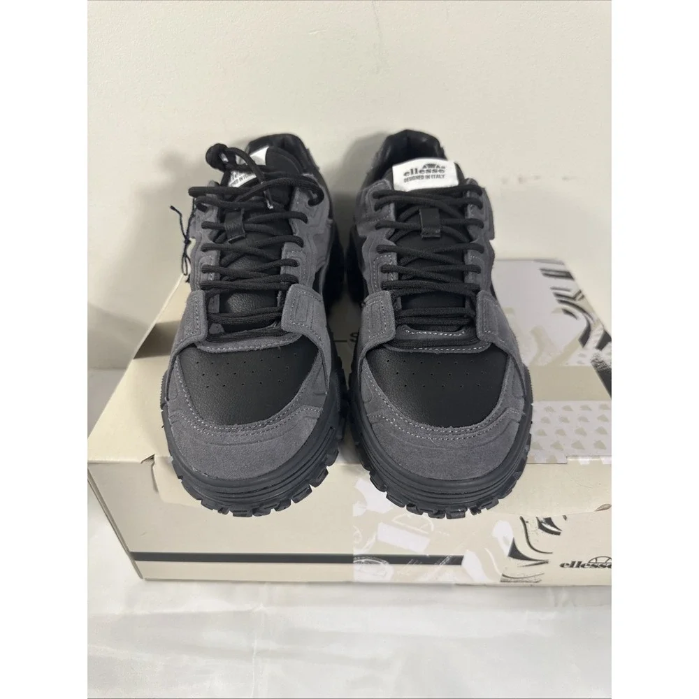 Ellesse LSR80 Sneakers Men's Chunky Trail Shoes Black Gray Suede Leather NIB 8.5